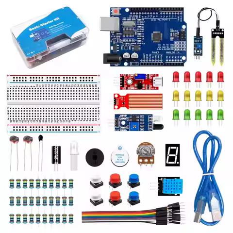 400 Hole Breadboard with UNO R3 Upgraded Board, Sensor LED Kit for Arduino DIY Maker Learning Electr