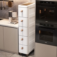 [48H Shipping] 18/25/30cm Narrow Gap Side Cabinet Crevice Drawer Storage Cabinet Kitchen Shelf Movab