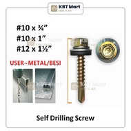 [ 1 PCS ] Self-Drilling Hex Head Roofing Awning Screw For Metal &amp; Aluminium C/W Rubber Washer DS-HW Skru Besi