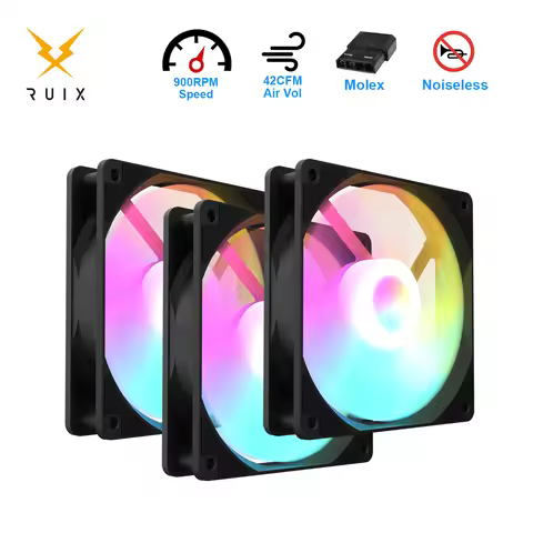 Ruix S2 Fixed Rainbow RGB Computer Ventilador Fan 120mm Noiseless 12V Gaming Cooling Fan Molex Soft