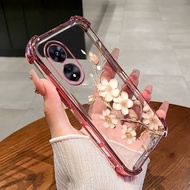 【 Flower 】Casing OPPO A17 A18 A38 4G A97 phone case Anti drop four corner silicone transparent case 