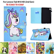 Fashion Painted Case For Lenovo Tab M10 HD 2nd Gen TB-X306X TB-X306F 10.1" Smart Cover Tablet Sleep Wake Flip Stand Soft TPU Back Case