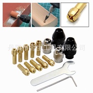 16PC Drill Bit Chuck Set Brass Chuck Silver Black Nut Electric Drill Chuck Nut Set