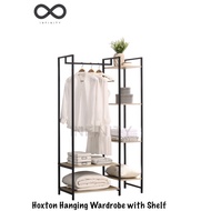 Infinity Hoxton Hanging Wardrobe with Shelf / Diy Open Closet Wardrobe Cabinet / Clothes Drying Rack (Black + Natural)