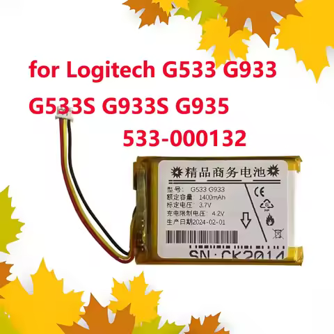 100% Reliable Headset Earphone Battery 1400mAh 533-000132 for Logitech G933S G935 G533 G933 G533S