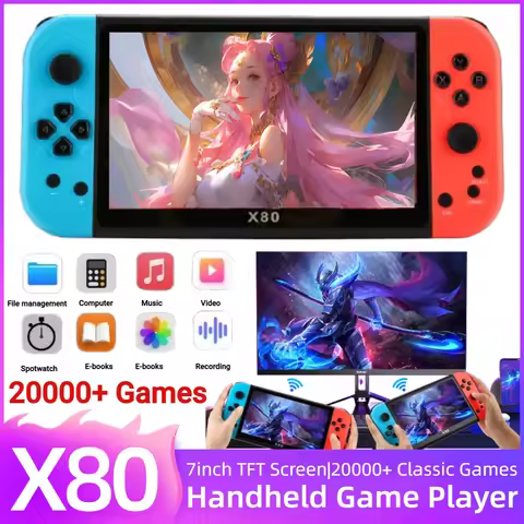 X80 Handheld Game Console Built-in 20000+ Classic Games Portable Video Game Console HD TV Output Arc