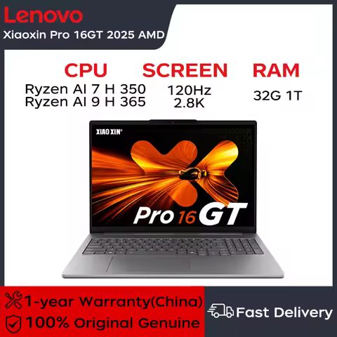Lenovo Laptop Xiaoxin Pro 16GT AI 2025 AMD 16" 2.8K 120Hz OLED Ryzen AI 7 H 350/AI 9 H 365 32G 1T/2T