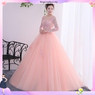 Blue & Salmon Pink Gaun Malam Pengantin Panjang Pakaian Emcee MAXI Dress Waistband Elegant Long Gala