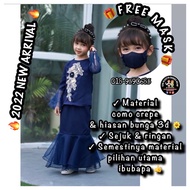 🌺 2022 RAYA 🌺 FREE MASK🎁 + BAJU KURUNG DUYUNG BUNGA 3D NAVYBLUE 7y 8y 9y 10y 11y 12y 13y