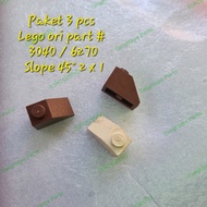 Paket 3 pcs Lego ori part # 3040 / 6270 Slope 45° 2 x 1