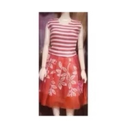 RED STRIPED DRESS - 30cm doll clothes - doll accessories
