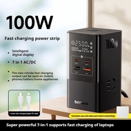 BASEUS 100W แท่นชาร์จจอแสดงผลดิจิตอลอัจฉริยะ BASEUS 100W ระบบชาร์จเร็ว7-In-1ดีไซน์พกพาปลอดภัยและเชื่