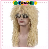 FKI Halloween Party Cosplay Wig, Fluffy Curvy 70s 80s Rockstar Wig, Long Punk Mullet Wig
