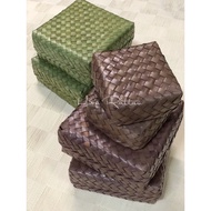 Bekas mengkuang anyaman kotak simpanan / Storage organiser box woven square box / Small box basket c