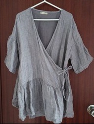 Soulberry heather grey pure linen blouse free size