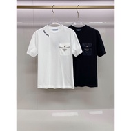 T-shirt Prada/ T-shirt kasual Prada bercorak cetakan T-shirt kasual hip-hop atasan mewah 8C9K