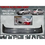 TOYOTA ALTIS 2001-2007 TRD STYLE SPOILER WITH LED MATERIAL FIBER UNPAINT ITEM TOP SPOILER REAR SPOIL