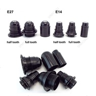 Black E27 E14 Lampholder Half/Full Tooth Screw Base for Bulbs Replacement Socket Lighting Fixtures  