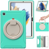 Samsung Galaxy Tab A8 2021 Three Protection Rugged Kids Case With Rotating Hand Ring Kickstand Holder Built-in S Pen Holder Compatible With Tab A8