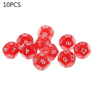 COD-10pcs 12 Sided Dice D12 Polyhedral Dice Family Party D&D RPG Board Game Accessories Pub Club Gam