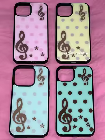 Ins Korean Cute Cartoon Music Symbol Polka Dot Star Matte Phone Case For iPhone 17 Air 16 15 14 Plus