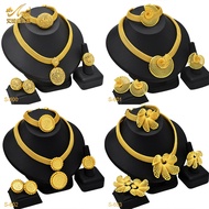 Middle East Dubai Fashion Jewelry Set Indian Bride Wedding Necklace Earrings Bracelet Ring Jewelry