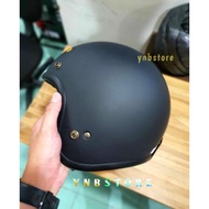 HITAM Zeus Retro ZS385C Solid Matt Black Helmet | Zeus ZS-385C Plain Black Matte Original