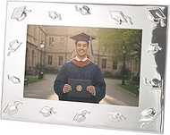 Happy Homewares Graduation Metal 4x6 Picture Frame in Nickel Plated with 3D Hat Icons | Wall or Tabl