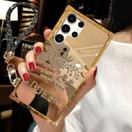 1 ชิ้น เคสโทรศัพท์มือถือลายมงกุฎกระจกสีทองหรูหราพร้อมสายคล้อง, ใช้ได้กับ Samsung S26 Ultra/S26/S26 P