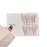 Spring Sweet Sexy Pink Long Tip Press On Nails Misty Rose Handmade Fake Nails Year of the Snake Koi 