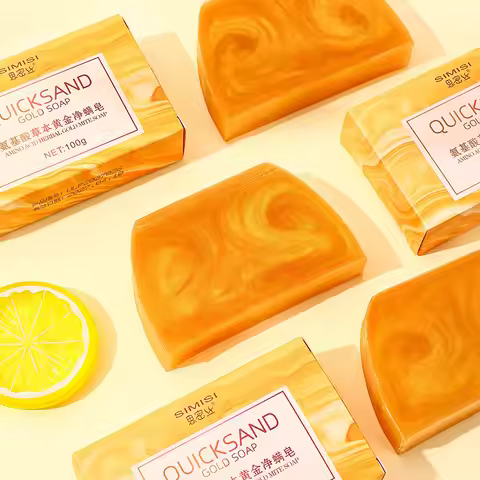 100g Handmade Golden Essential Oil Soap Amino Acid Herbal Gold Cleansing Soap Deep Cleaning and Skin