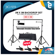 Foto Photo Studio Kit Set Backdrop Stand with Storage Bag & 4 Backdrop Clip 3mx3m Backdrop Set for S