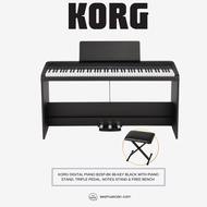 KORG B2SP DIGITAL PIANO 88-KEY WITH WEIGHTED HAMMER ACTION, 12 SOUNDS, BUILT-IN SPEAKERS, 3 PEDAL, FREE BENCH - BLACK