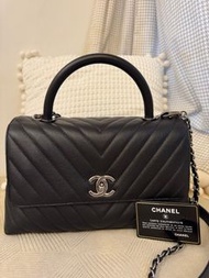Chanel coco handle 黑色荔枝皮銀扣