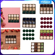 [Etekaxa] 12 Pcs Flocked Christmas Baubles Decorative Baubles Christmas Decoration Shatterproof Hang