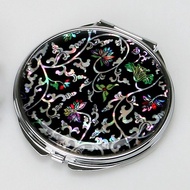 螺鈿隨身鏡 雙面折疊 小圓鏡 帶放大鏡 唐草紋