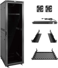 Tecmojo 42U Server Network with PDU, Coog Fans, Rack Rails, Shelf & Casters Locking Data Cabinet