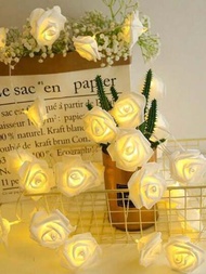 1入裝led玫瑰花裝飾串燈,用於房間裝飾,情人節,求婚,創意佈置