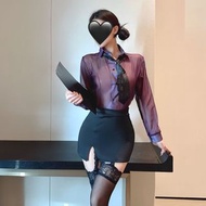 情趣內衣sexy lingerie 紫色網紗透視秘書OL制服 8660