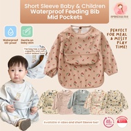 SG - Toddler BLW Waterproof Feeding Bib With Pockets Long Sleeve Bib BLW Baby Led Weaning Waterproof