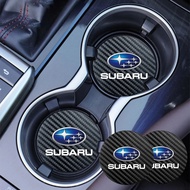 เบาะรองแก้วหนัง2ชิ้นป้องกันเสียงรบกวนแผ่นรองถ้วยน้ำสำหรับ Subaru Impreza Legacy WRX STI S10 XV WRC F