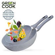 Bộ 2 chảo chống dính đáy từ vân đá size 22-28 cm Green Cook GCP02 - Hàng chính hãng