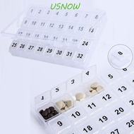 USNOW 32 Grid Pill Organizer Box, Plastic Portable Medicine Organizer, Large Capacity Clear Lightweight Moisture Proof One Month Pill Cases Essential for Travel