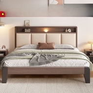 【SG Sellers】Leather And Solid Wood Bed Frame Solid Wooden Bed Frame Bed Frame With Mattress Storage Bed Frame Single/Queen/King Bed Frame