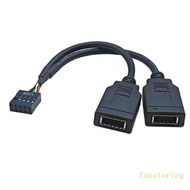 FUN USB2 0 9Pin to 2xPort TYPE E Cable 9PIN Female to 2 Type E Adapter 9PIN to TYPE E KEY A Cable wi