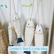 Combo Cá Trang Trí Treo Mặt Dây Gỗ Địa Trung Hải Gỗ Vintage Cá Tay Khắc Trang Trí Nhà Cửa