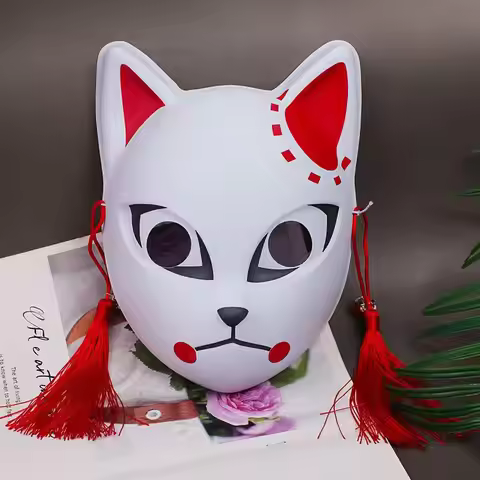 Japanese Anime Demon Fox Mask Cosplay Sabito Makomo Tanjiro Thicken Plastic Animal Masks Halloween P