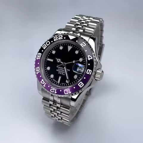 YM Style 40mm Mens Wristwatch, Bidirectional Rotate Bezel, Luminous Dial & Sapphire Crystal, Jubilee