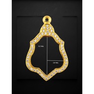 Amulet Case Shield-Shaped Frame Surrounded By Diamonds Smooth Back Pure Brass Work 2.8*3.2