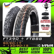 TAYAR KOMBO VIVA TUBELESS TYRE FT390 (BUNGA TAJAM) 90/90-17 + FT888 130/90-15 + TUBES FOR MODENAS JA